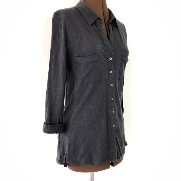 Grey Button Front Top - Picture 2 of 6